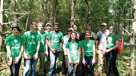 The Green Team, part of the “Youth Unplugged” project of the Wildlands Trust, helped create the new trail from Ring Road to the Cato’s Ridge Conservation Area, part of Plympton Parks. For three weeks this summer, outstanding science students from Brockton, Duxbury and Plymouth high schools learned about and participated in South Shore conservation, agriculture and science projects, among them Plympton Parks.