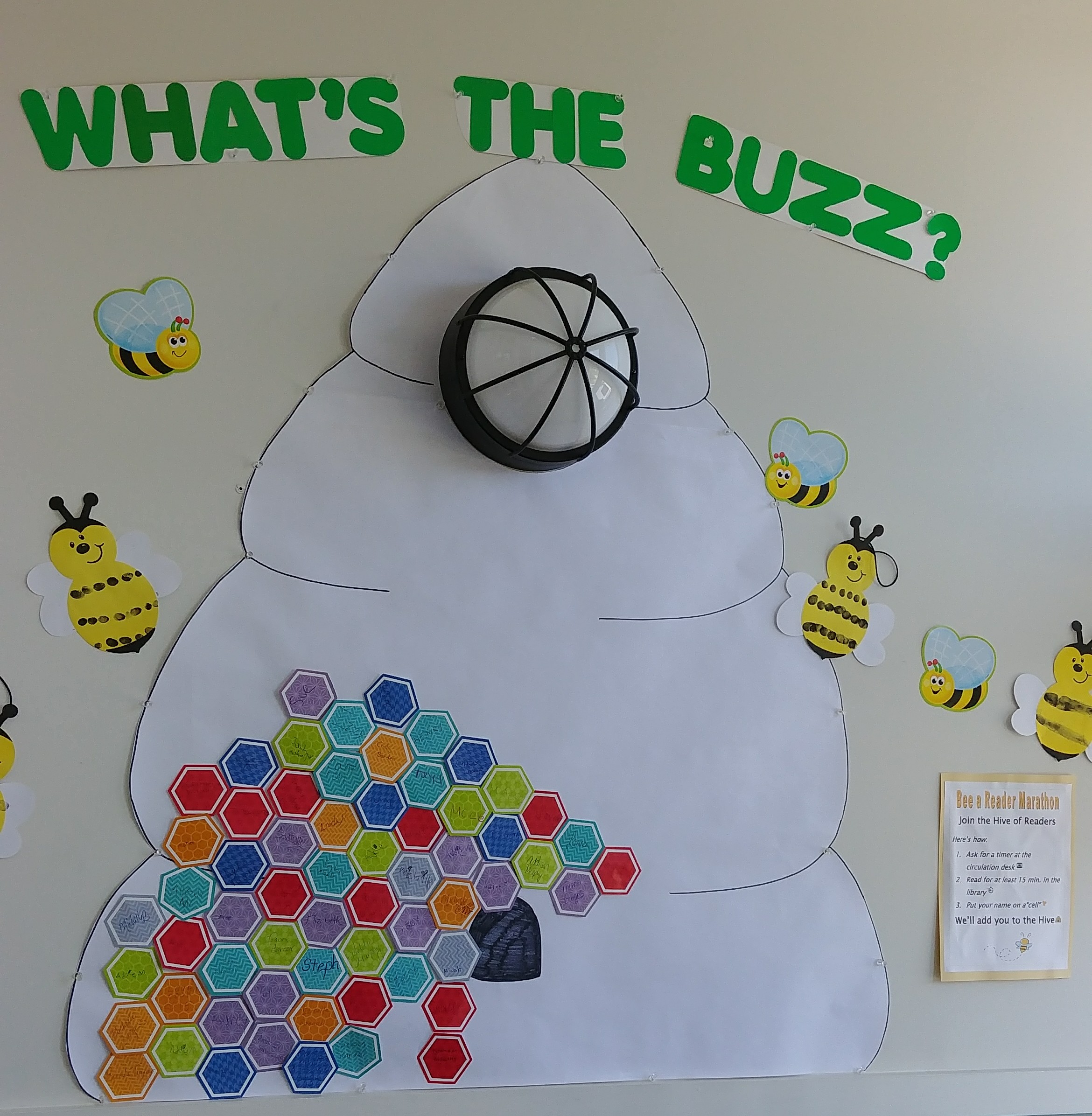 What’s the Buzz? Fill out your name in a cell of the Plympton Public Library’s bee hive as you become a reader. It only takes 15 minutes to stop the buzzyness and read at the library, located on Route 58, in historic Plympton Village.