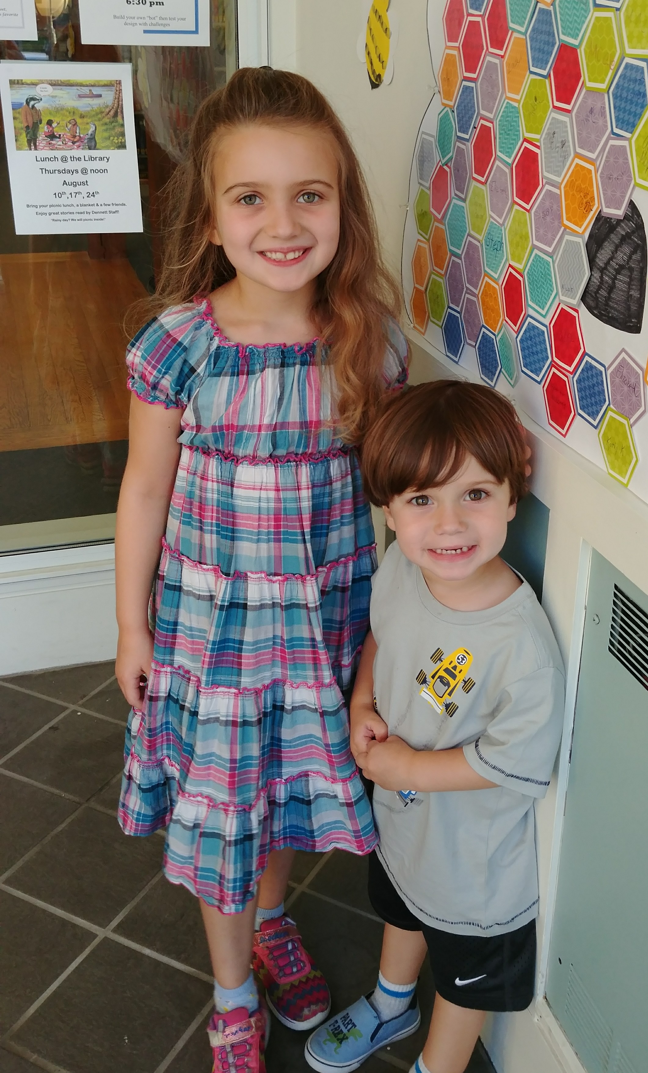 Marlee and Graham Mulcahy added their names to the Plympton Public Library’s “Hive of Readers”, the library’s summer reading program. Marlee also added her name to a flower after reading a “Build a Better World” book.